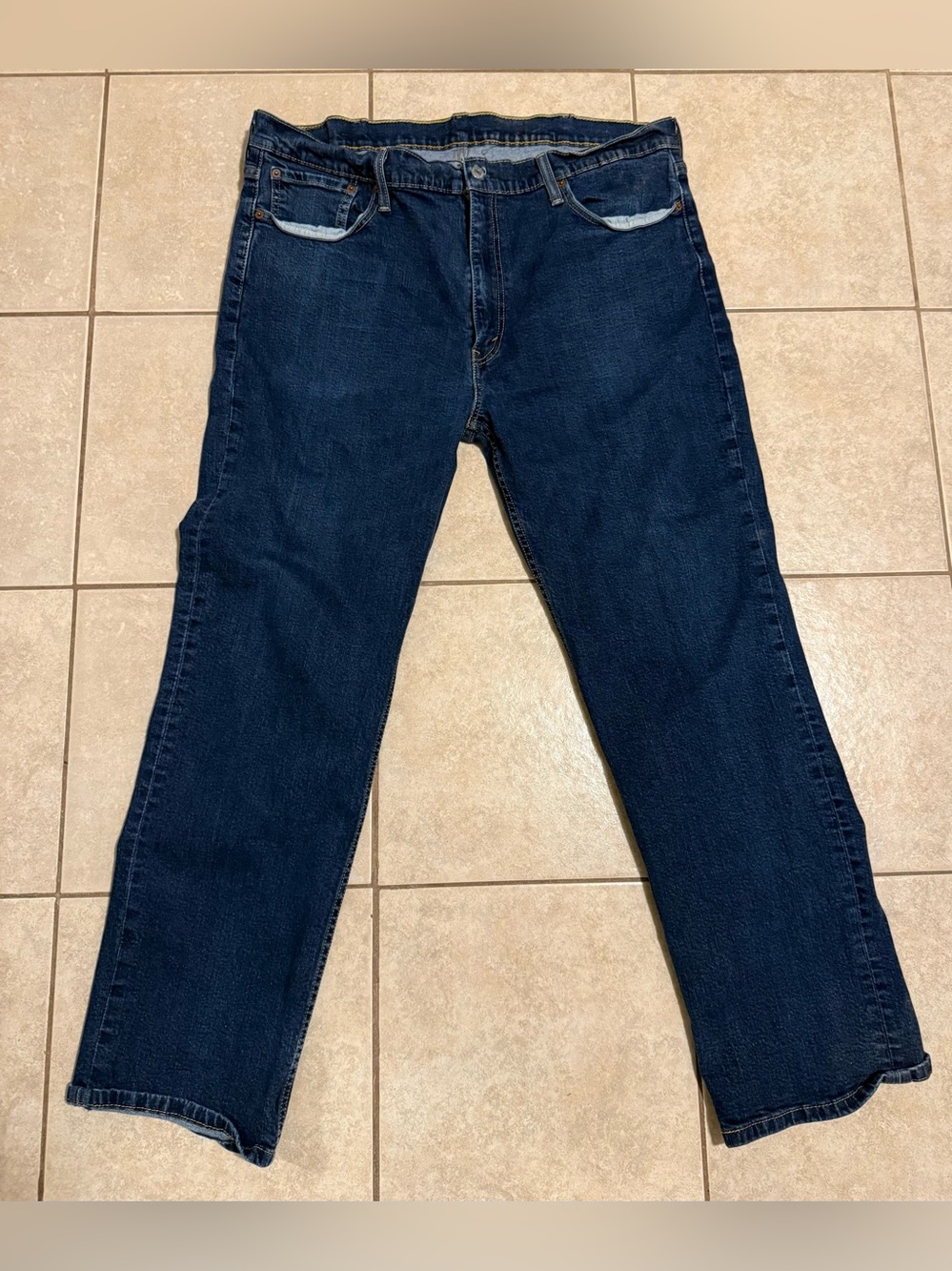 Levi's 514 Men's Straight Fit Jeans 42x30 Dark Wash Blue Denim Clean